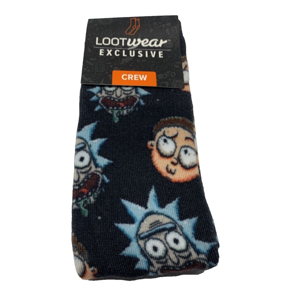 LootWear Unisex Rick and Morty Print Crew Socks Multicolor Shoe Size 6-12